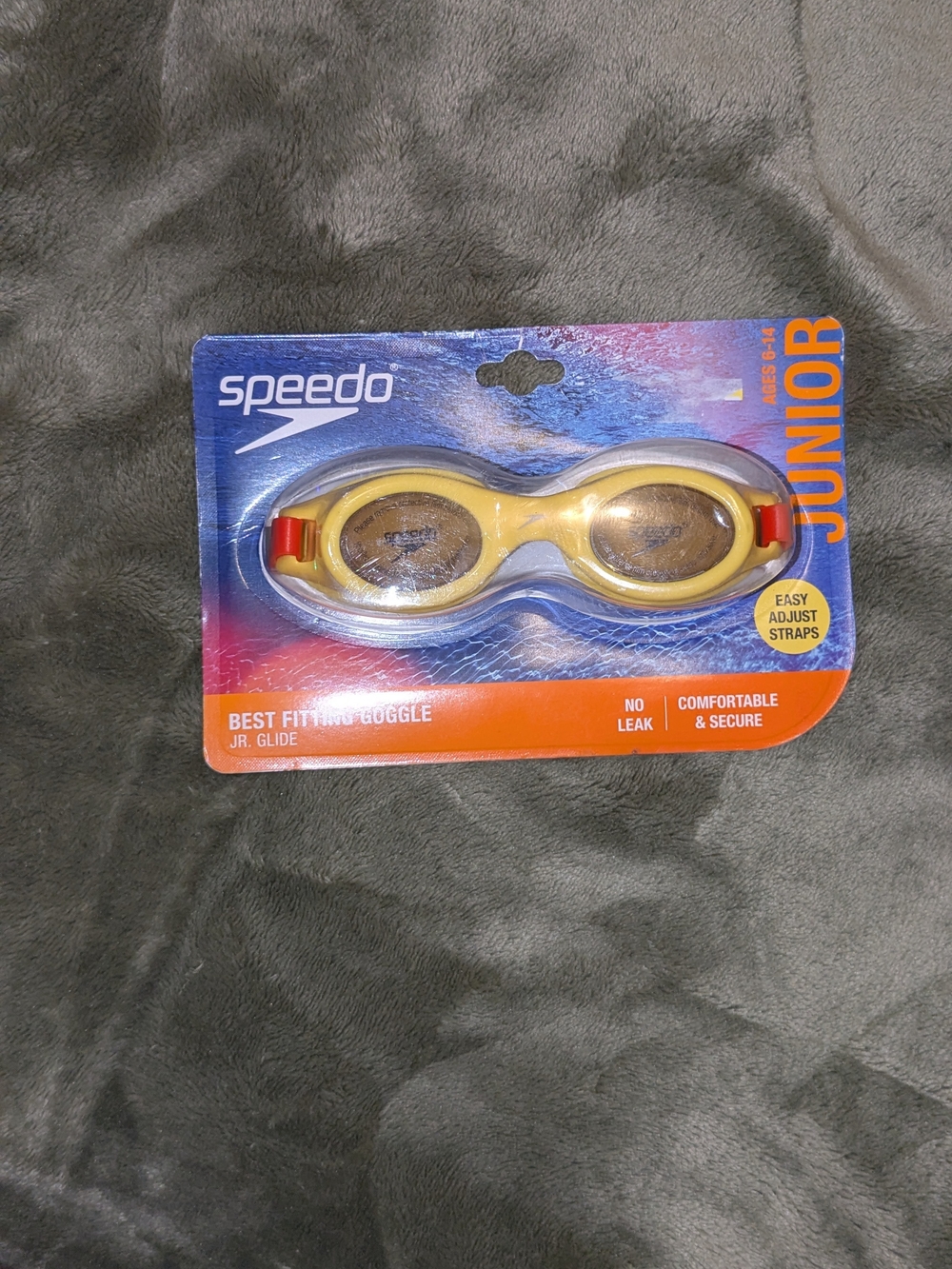 Speedo Junior Yellow Swim Goggles with Red Accents